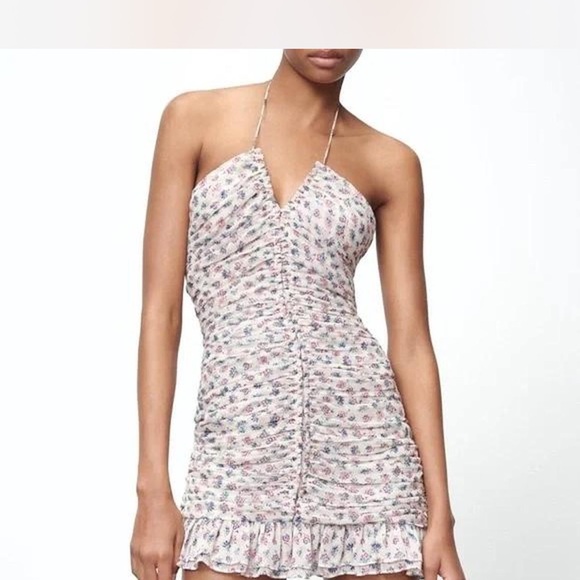 Zara Dresses & Skirts - ZARA Ditsy Floral Ruched Mini Dress – Women’s Size XS